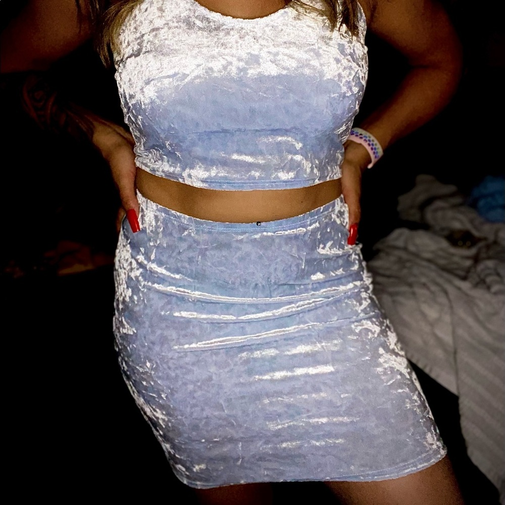 Fashion Nova Velvet Two Piece Skirt Set